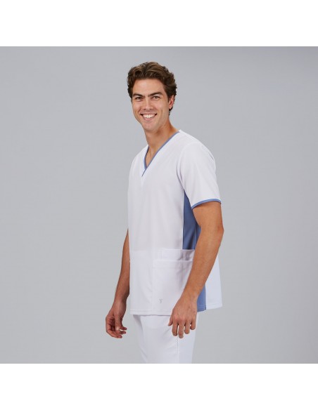 BLUSA HOMBRE ESCOTE PICO COMBINADA MANGA CORTA GAEL