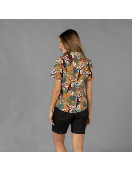 CAMISA MUJER CUELLO SOLAPA HAWAIANA