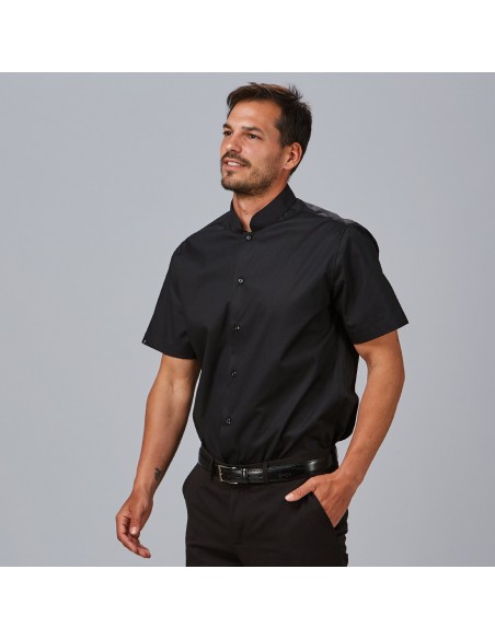 CAMISA HOMBRE MANGA CORTA CUELLO MAO SLIM FIT ELASTAN