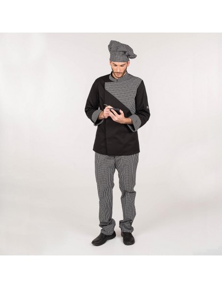 PANTALON UNISEX GOMA+CORDON CUADRO LUTOS BLANCO Y NEGRO