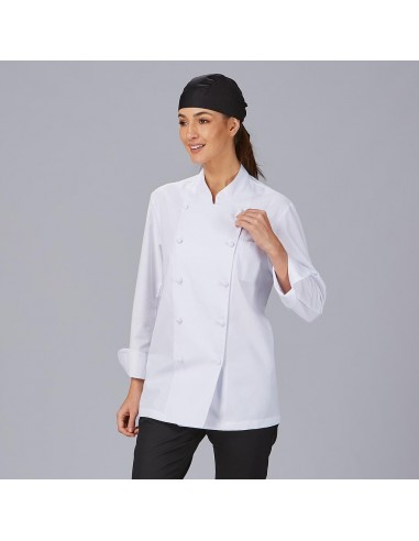 CHAQUETA COCINA UNISEX BOTON FORRADO M/L BLANCA