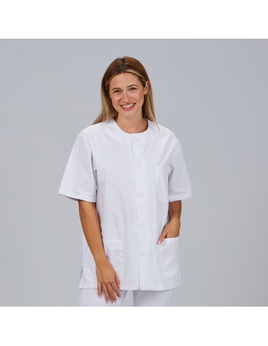 BLUSA SANITARIO UNISEX ABOTONADO BLANCA