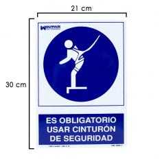 Cartel uso obligatorio cinturon seguridad 30x21 cm.