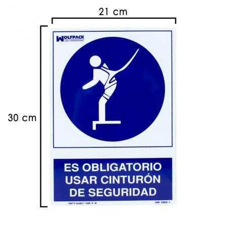 Cartel uso obligatorio cinturon seguridad 30x21 cm.
