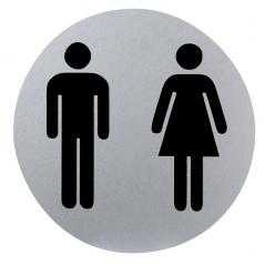 Cartel aluminio baño hombre/mujer ø12 cm.
