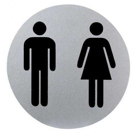Cartel aluminio baño hombre/mujer ø12 cm.