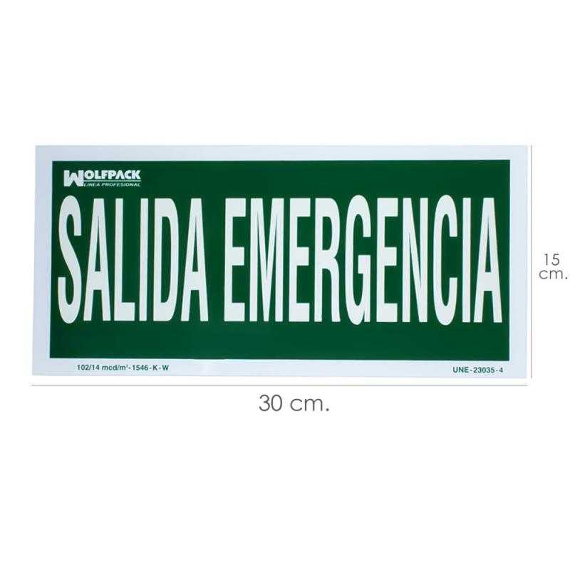Cartel salida de emergencia 15x30 cm.