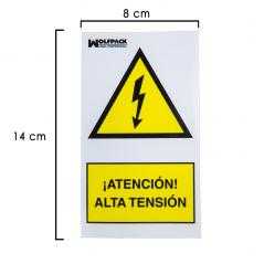 Cartel adhesivo alta tension 140x80 cm.