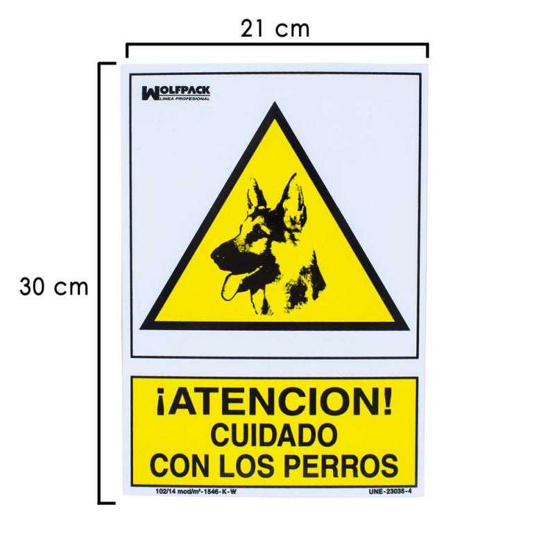 Cartel cuidado con los perros 30x21 cm.
