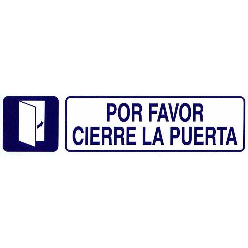 Rotulo adhesivo 250x63 mm. por favor cierre puerta