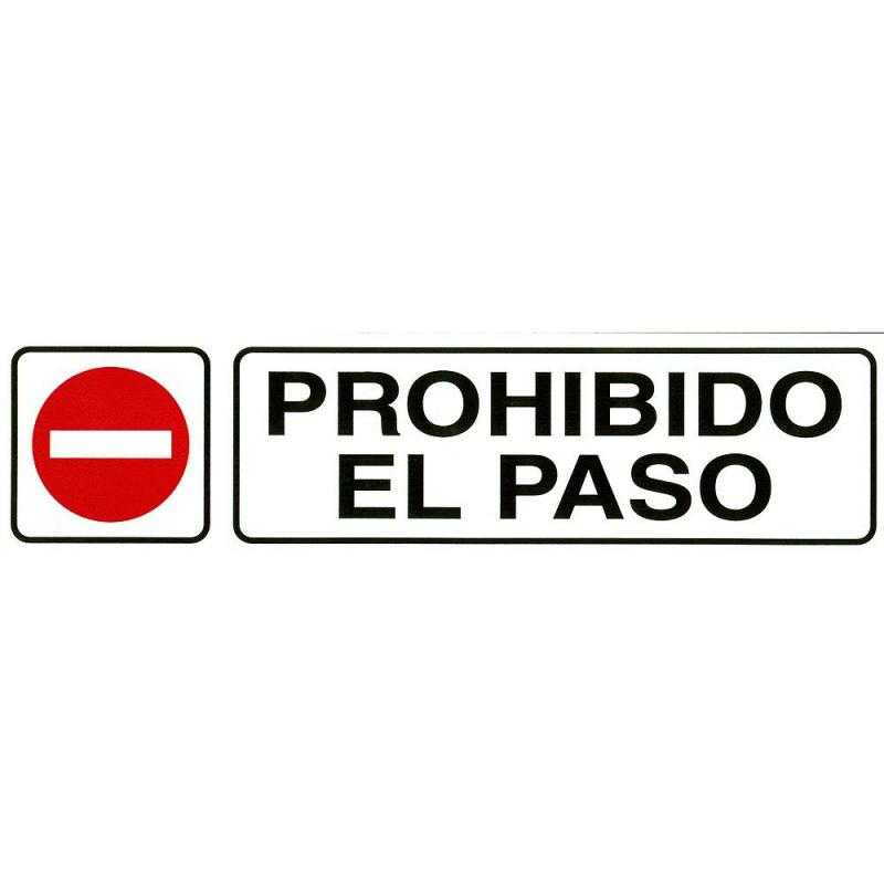 Rotulo adhesivo 250x63 mm. prohibido el paso