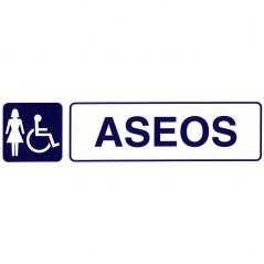 Rotulo adhesivo aseos minusvalidos+mujeres 250x63 mm.