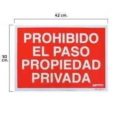 Cartel prohibido el paso propiedad privada 30x42