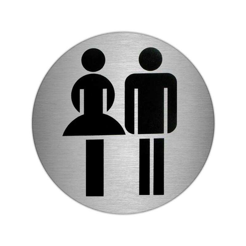 Placa adhesiva baño "mujer / hombre" acero inoxidable ø 7 cm.