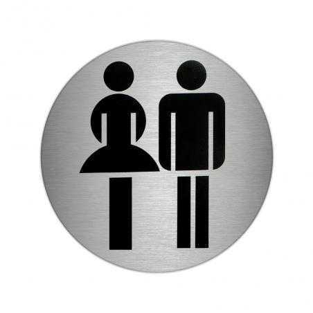 Placa adhesiva baño "mujer / hombre" acero inoxidable ø 7 cm.