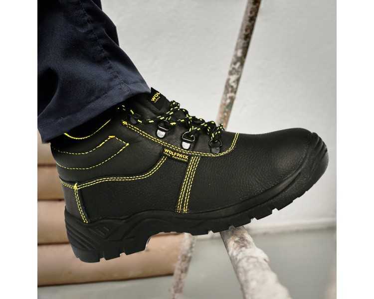 Botas Seguridad S3 Piel Negra Wolfpack Nº 44 Vestuario Laboral,calzado Seguridad, Botas Trabajo. (Par)