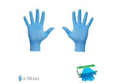 Guantes Nitrilo Desechables Talla M Caja 100 Unidades, Sin Polvo, Homologado CE, Texturizados, Caja Dispensador.