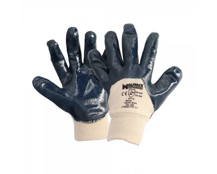 Guantes Nitrilo / Lona Pesados Nimax 9" (Par)