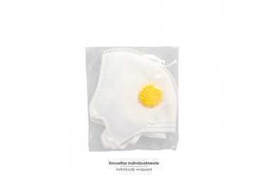 Mascarilla Respiratoria FFP2 Con Valvula. Plegable (20 Unidades) Envasadas Individualmente