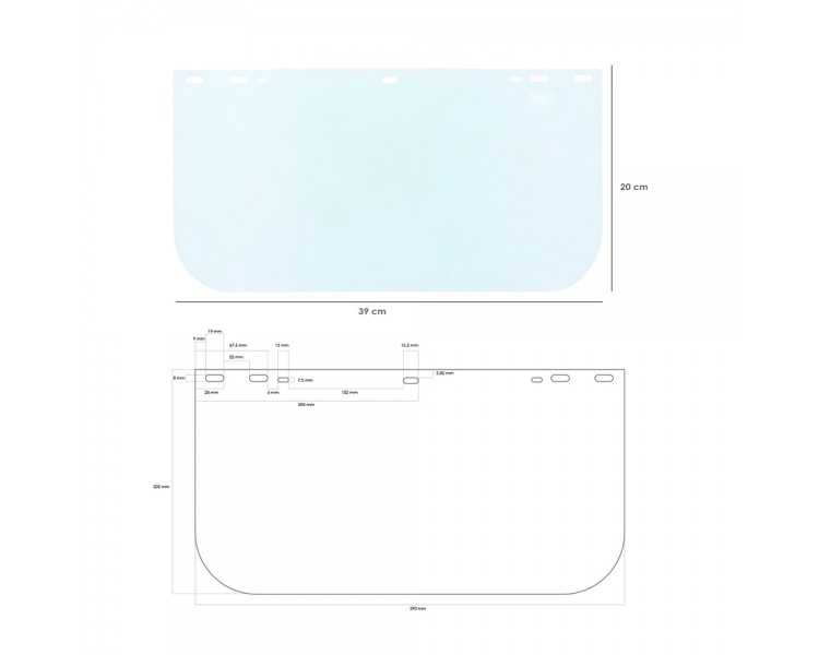 Protector Facial Con Arnes Ajustable Pantalla Policarbonato 390x200 mm. visera Seguridad, Anti Impactos, Casco Desbrozadora