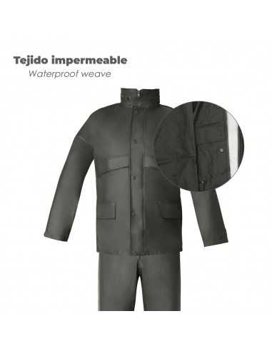 Traje de Agua Impermeable Verde Poliuretano Talla 7-L