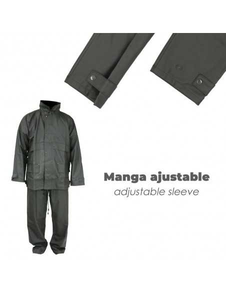 Traje de Agua Impermeable Verde Poliuretano Talla 7-L