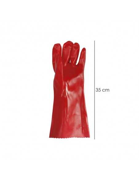 Guantes Pvc Rojo 35 cm. (Par)