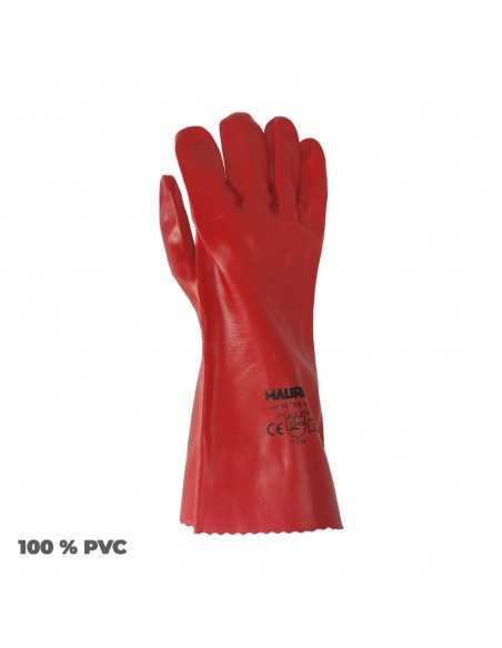 Guantes Pvc Rojo 35 cm. (Par)