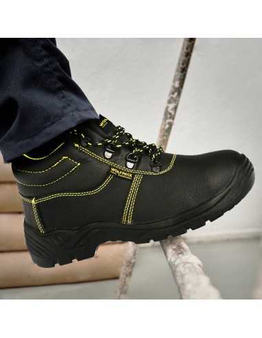 Botas Seguridad S3 Piel Negra Wolfpack Nº 43 Vestuario Laboral,calzado Seguridad, Botas Trabajo. (Par)