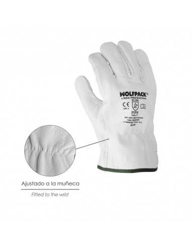 Guantes De Trabajo De Piel Flor De Vacuno, Proteccion Laboral, Riesgos Mecanicos, Guantes De Seguridad De Cuero. Talla 8" (Par)