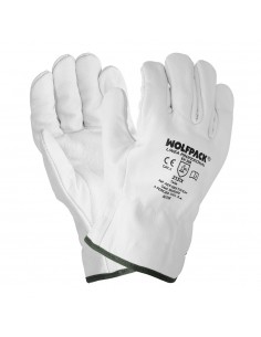 Guantes De Trabajo De Piel Flor De Vacuno, Proteccion Laboral, Riesgos Mecanicos, Guantes De Seguridad De Cuero. Talla 9" (Par)