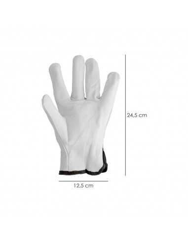 Guantes De Trabajo De Piel Flor De Vacuno, Proteccion Laboral, Riesgos Mecanicos, Guantes De Seguridad De Cuero. Talla 10" (Par)