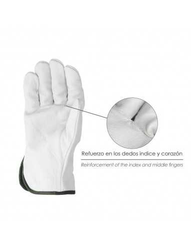 Guantes De Trabajo De Piel Flor De Vacuno, Proteccion Laboral, Riesgos Mecanicos, Guantes De Seguridad De Cuero. Talla 10" (Par)